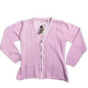 Original Blues England Pink Cardigan Zip Sweater Cotton Preppy Pastel Size Small